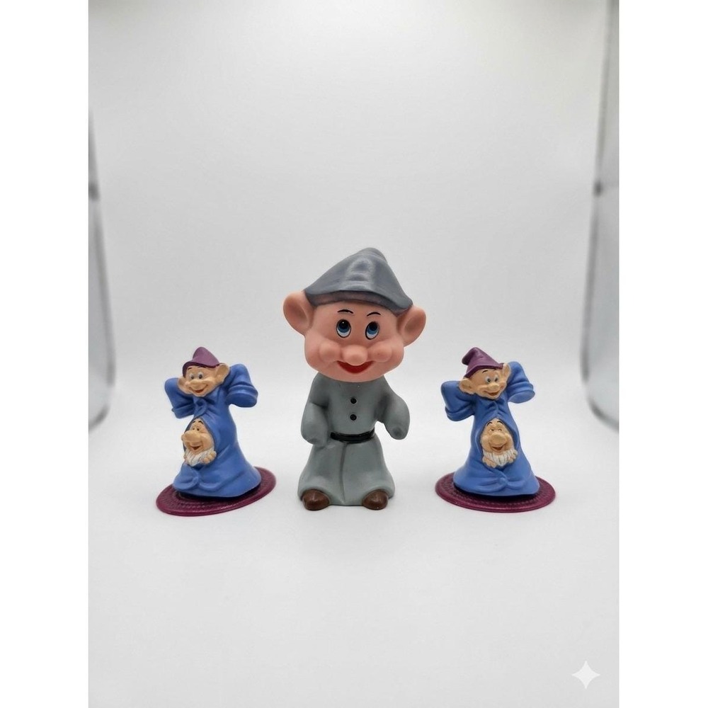 Vintage Disney Dopey Seven Dwarfs Figurines Lot of 3 Walt Disney Productions